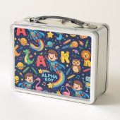 Persoonlijke Alphaland Kinderen Lunchbox Blauw Wit (Achterkant)