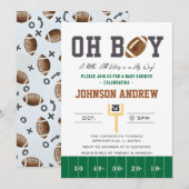 Persoonlijke American Football Baby Shower Kaart (Voorkant / Achterkant)