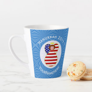 Persoonlijke Amerikaanse engel Hanukkah-vlag Latte Mok