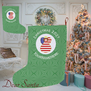 Persoonlijke Amerikaanse engel kerst vlag Rood haa Grote Kerstsok