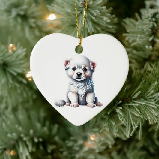 Persoonlijke Amerikaanse Eskimo-hond Puppy Keramisch Ornament (Boom)