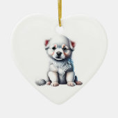 Persoonlijke Amerikaanse Eskimo-hond Puppy Keramisch Ornament (Voorkant)