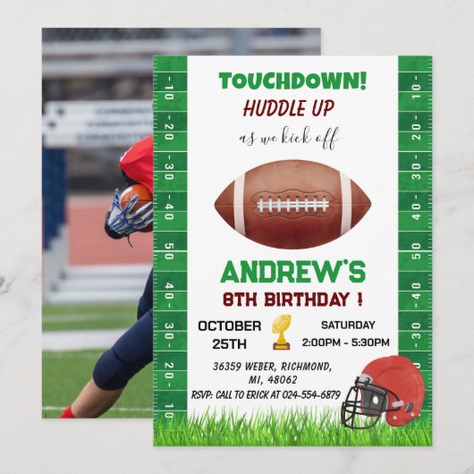 Persoonlijke Amerikaanse football Verjaardag met F Kaart (Voorkant / Achterkant)