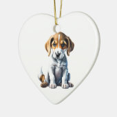 Persoonlijke Amerikaanse Foxhound Puppy Keramisch Ornament (Links)