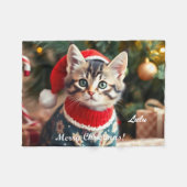 Persoonlijke Amerikaanse Korthaar Katten Kerst Fleece Deken (Voorkant (Horizontaal))