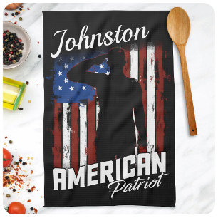 Persoonlijke Amerikaanse Patriot Soldaat USA Vlag Theedoek