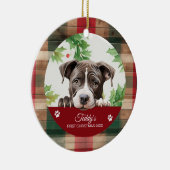 Persoonlijke Amerikaanse Pit Bull Kerstmis Keramisch Ornament (Rechts)
