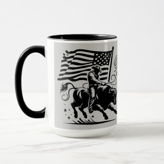 Persoonlijke Amerikaanse Stierrenrijder Rodeo Mok (Links)
