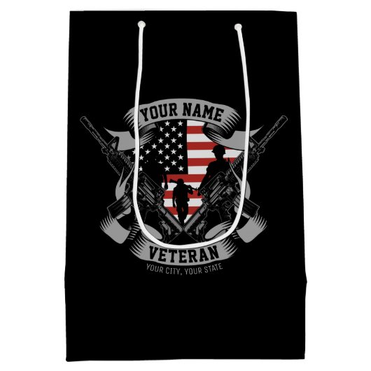 Persoonlijke Amerikaanse Veteraan Trots Vet USA Vl Medium Cadeauzakje (Achterkant)