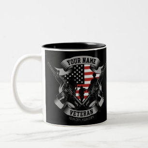 Persoonlijke Amerikaanse Veteranen Trots Vet USA V Tweekleurige Koffiemok