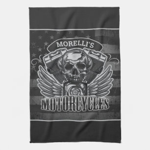 Persoonlijke Amerikaanse vlag biker schedel motorf Theedoek