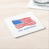 Persoonlijke Amerikaanse Vlag Kartonnen Onderzetters (Schuin)