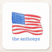 Persoonlijke Amerikaanse Vlag Kartonnen Onderzetters (Voorkant)