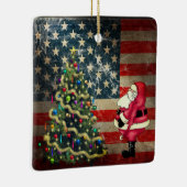 Persoonlijke Amerikaanse vlag, Kerstman, kerstboom Keramisch Ornament (Rechts)