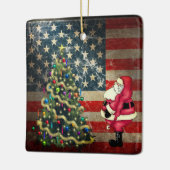 Persoonlijke Amerikaanse vlag, Kerstman, kerstboom Keramisch Ornament (Links)