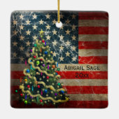 Persoonlijke Amerikaanse vlag, Kerstman, kerstboom Keramisch Ornament (Achterkant)
