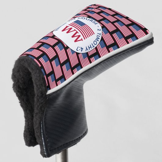 Persoonlijke AMERIKAANSE Vlag Monogram Putter Golfheadcover (3/4 voorkant)