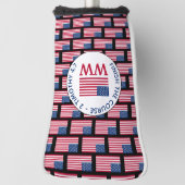 Persoonlijke AMERIKAANSE Vlag Monogram Putter Golfheadcover (Draai 90)