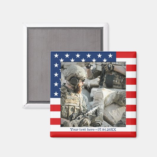 Persoonlijke Amerikaanse vlag Patriot Photo Magnet (Voorkant / Achterkant)