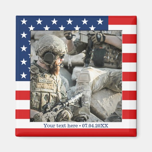 Persoonlijke Amerikaanse vlag Patriot Photo Magnet (Voorkant)
