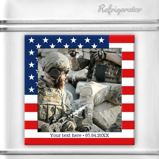 Persoonlijke Amerikaanse vlag Patriot Photo Magnet