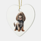 Persoonlijke Amerikaanse Water Spaniel Puppy Keramisch Ornament (Links)