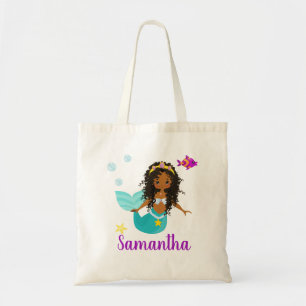 Persoonlijke Amerikaanse Zeemeermin met Krullen Tote Bag