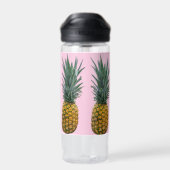 Persoonlijke Ananas op Pastelroze Waterfles (Achterkant)