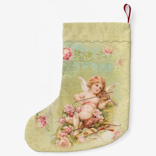 Persoonlijke Angel die Violin Rozen speelt Kleine Kerstsok (Achterkant)