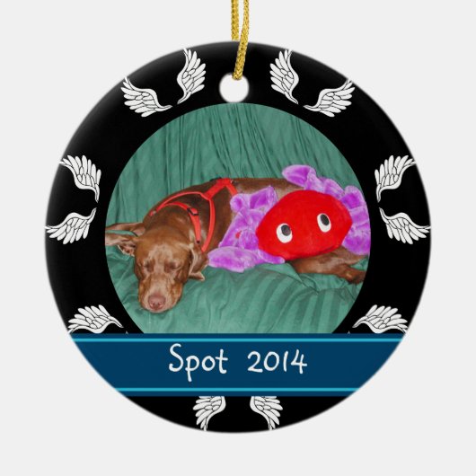 Persoonlijke Angel Wing Border Dog Photo Ornament (Voorkant)