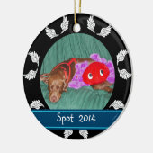 Persoonlijke Angel Wing Border Dog Photo Ornament (Links)