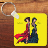 Persoonlijke Anime Getatoeëerde Meisjes Vierkante  Sleutelhanger (Voorkant)