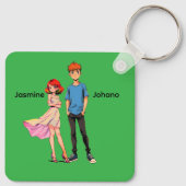 Persoonlijke Anime Koppel Vierkante Sleutelhanger (Achterkant)