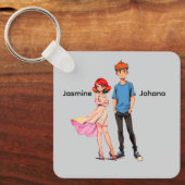 Persoonlijke Anime Koppel Vierkante Sleutelhanger (Voorkant)