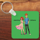 Persoonlijke Anime Koppel Vierkante Sleutelhanger  (Voorkant)