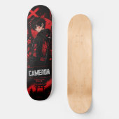 Persoonlijke Anime Zwarte Rode Samurai Persoonlijk Skateboard (Voorkant)