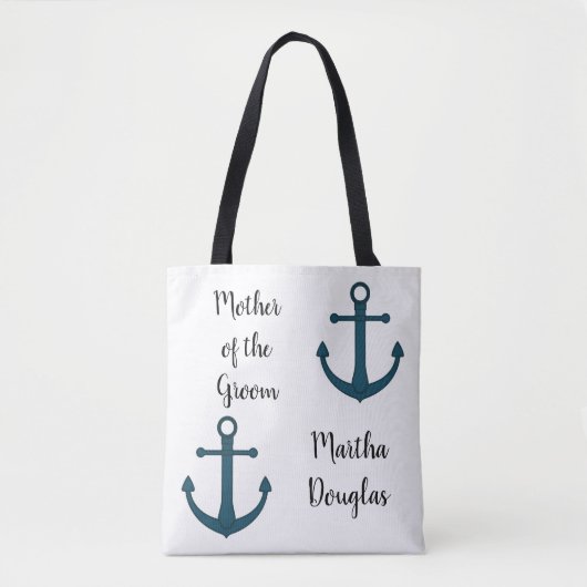 Persoonlijke anker- en zeester-moeder van de bruid tote bag (Voorkant)