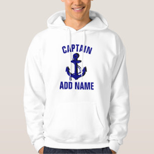 Persoonlijke anker T-shirt met naam bootkapitein