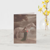 Persoonlijke Antiek vrouw & Paard Fantasy Note Kaa Kaart (Gele Bloem)