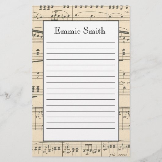 Persoonlijke Antieke Bladmuziek Briefpapier (Voorkant)
