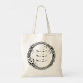 Persoonlijke antieke bloemenschets boodschappentas tote bag