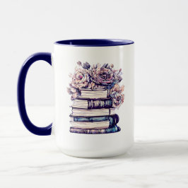 Persoonlijke antieke boeken en rozen mok