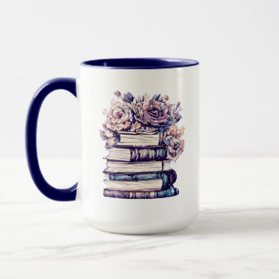 Persoonlijke antieke boeken en rozen   mok