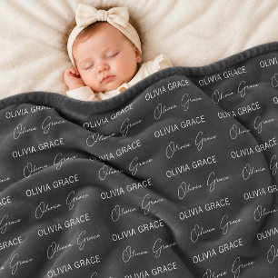 Persoonlijke antracietgrijze baby naam nursery fle fleece deken