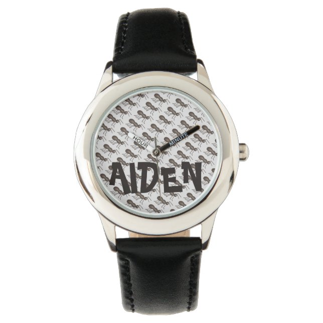 Persoonlijke Ants Marching Black Ant Insect Watch Horloge (Voorkant)