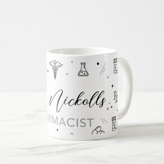 Persoonlijke Apotheker Mok | Elegant Handgeschreve (Voorkant rechts)