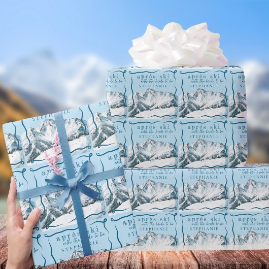 Persoonlijke Apres Ski Blauwe Winter Bruidscadeau Cadeaupapier