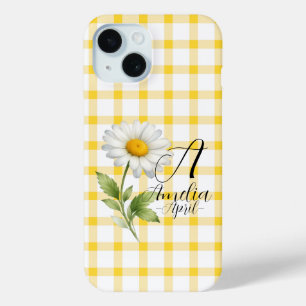 Persoonlijke april-madeliefje geboortebloem telefo iPhone 15 case