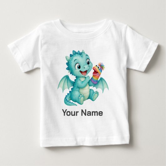 Persoonlijke Aqua Baby Draak Speelpop Sock (Voorkant)