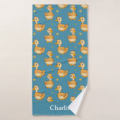 Persoonlijke Aqua Blauwe Eend Kinderen Badhanddoek (Badhanddoek)